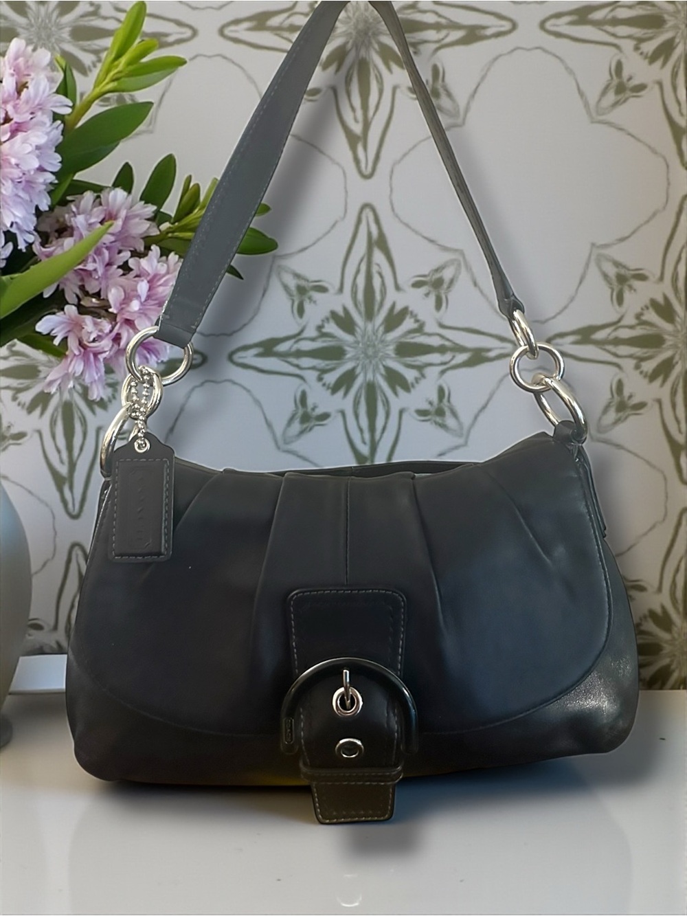 Coach 2012  SoHo F17217 Black Leather Shoulder Bag With Silver Hardware - Picture 7 of 12